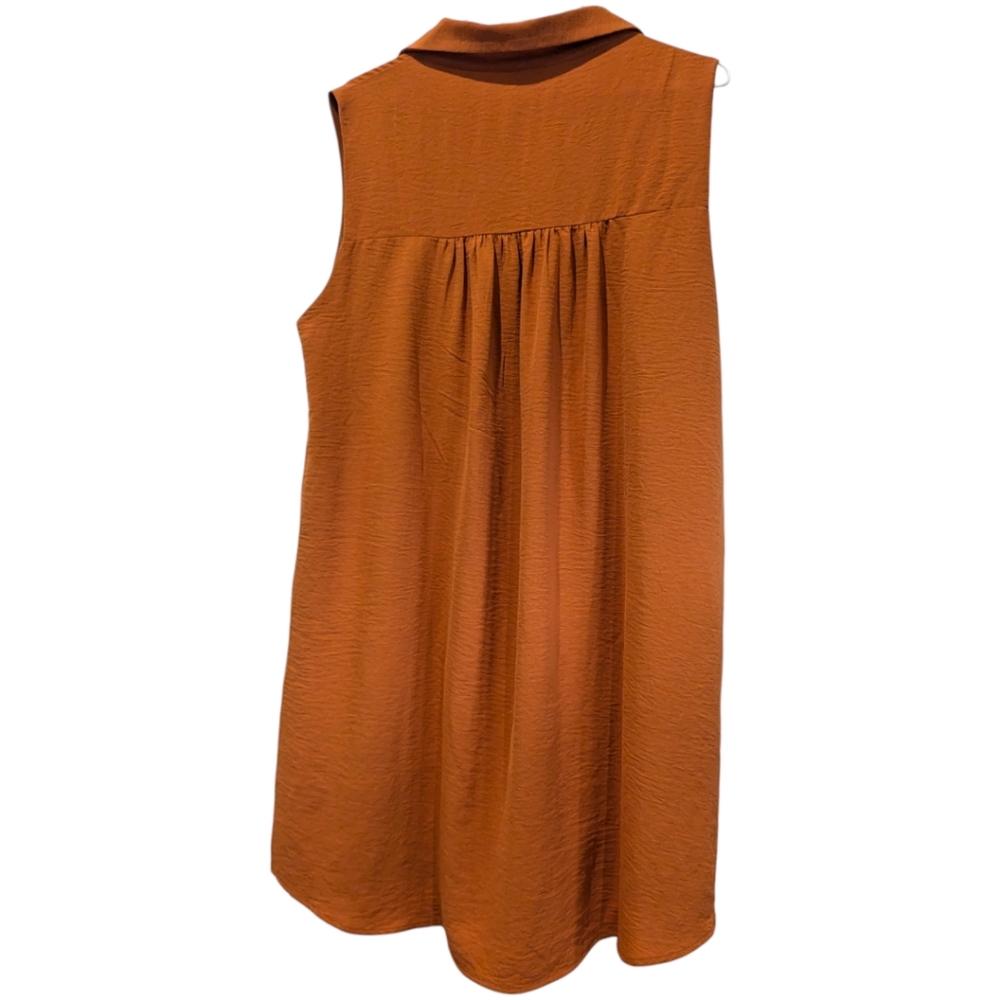 SSYS  The Maggie Sleeveless Collared Crepe Dress In Burnt Orange XL - Picture 5 of 8